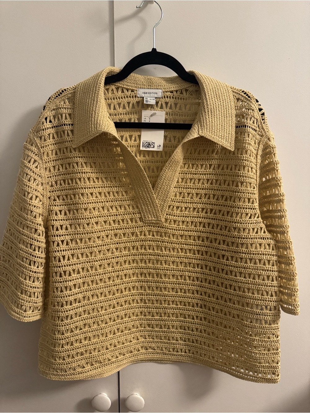 H&M Beige Crochet-look Popover Shirt